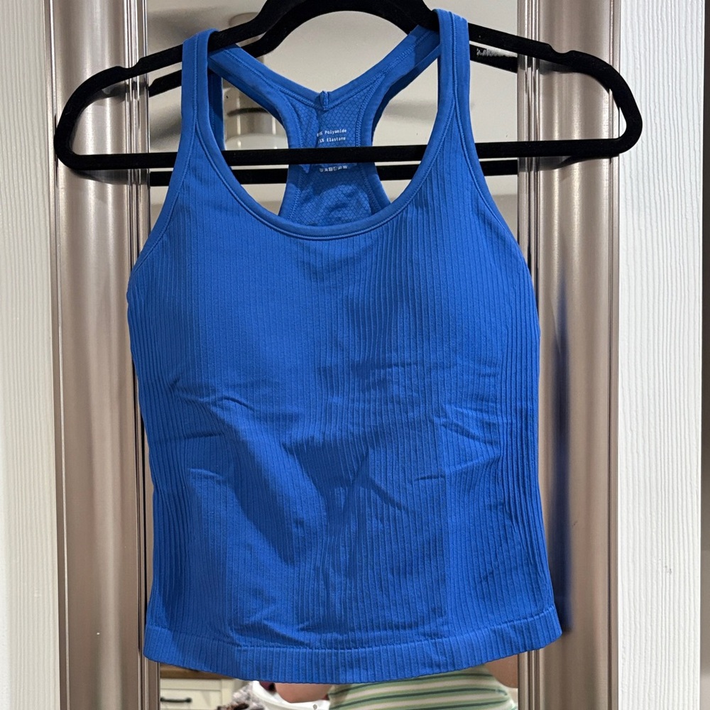 Blue Ribbed Tank Top